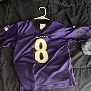 Team Apparel Purple Ravens #8 Kids Football Jersey